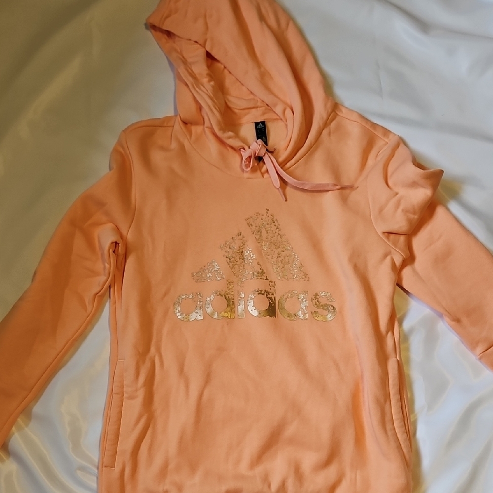 Adidas Coral Hoodie with Metallic Logo